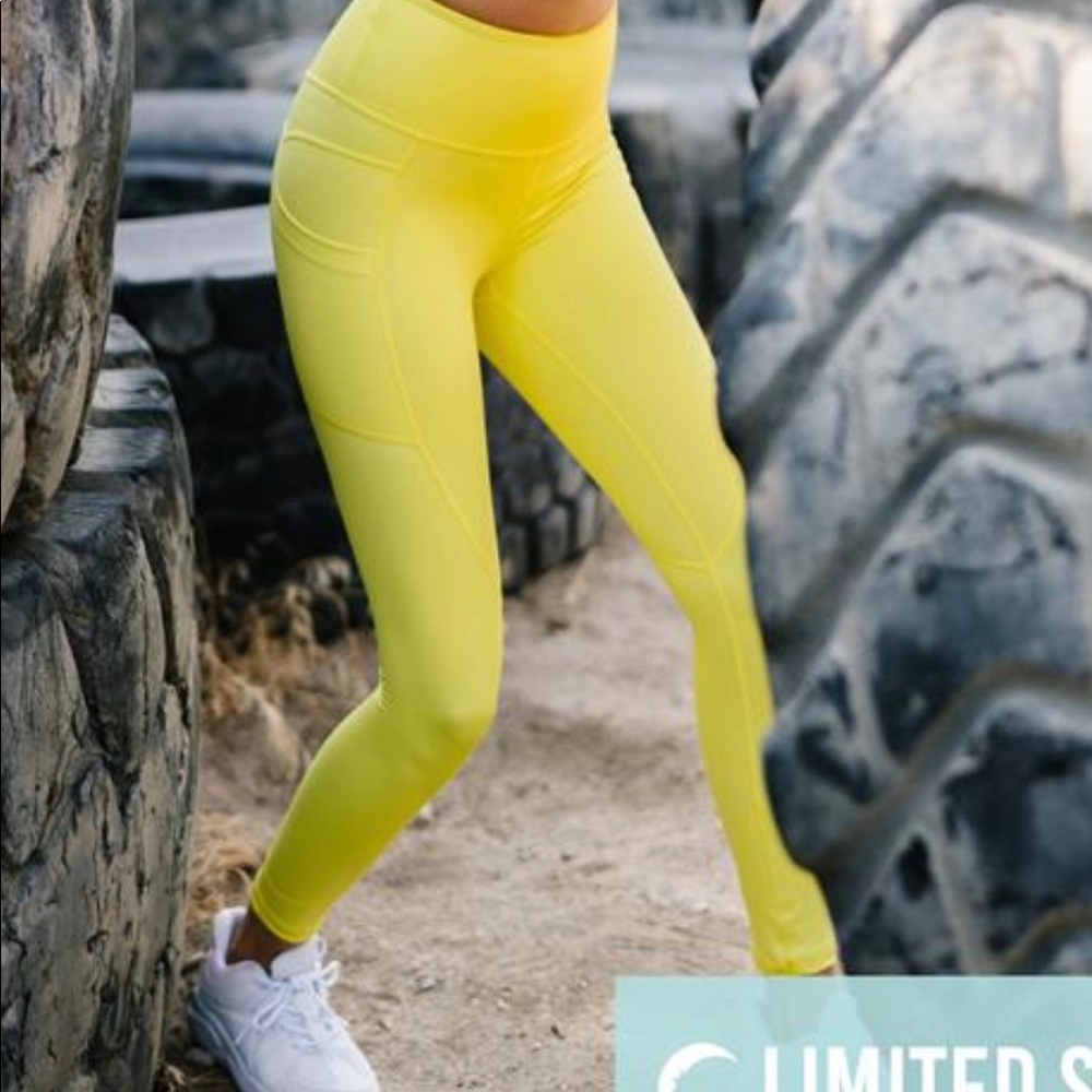 ZYIA yellow metallic leggings